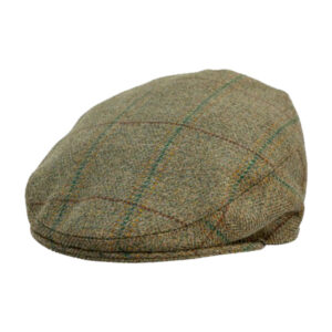 86B1 Lambswool Tweed Flat Cap - Green with Blue & Yellow